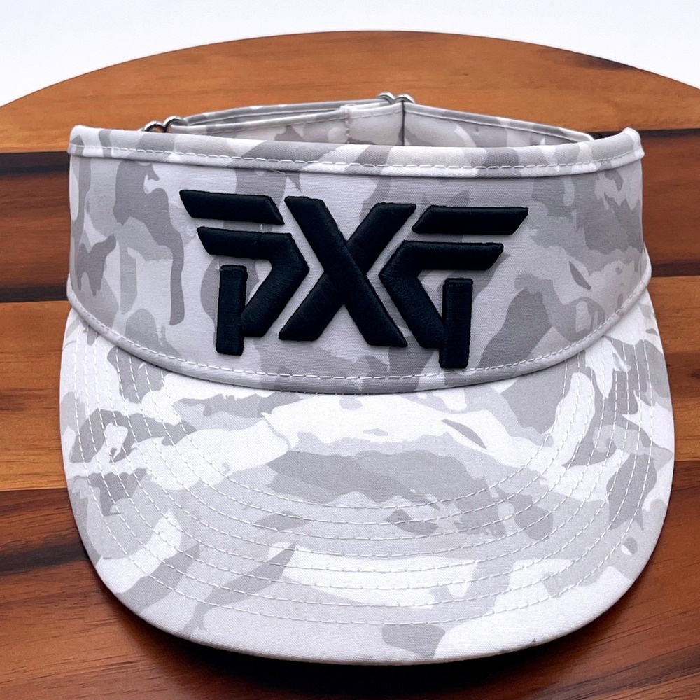 PXG New Era Mens Grey White Camo Golf Visor Adjustable Hat Performance